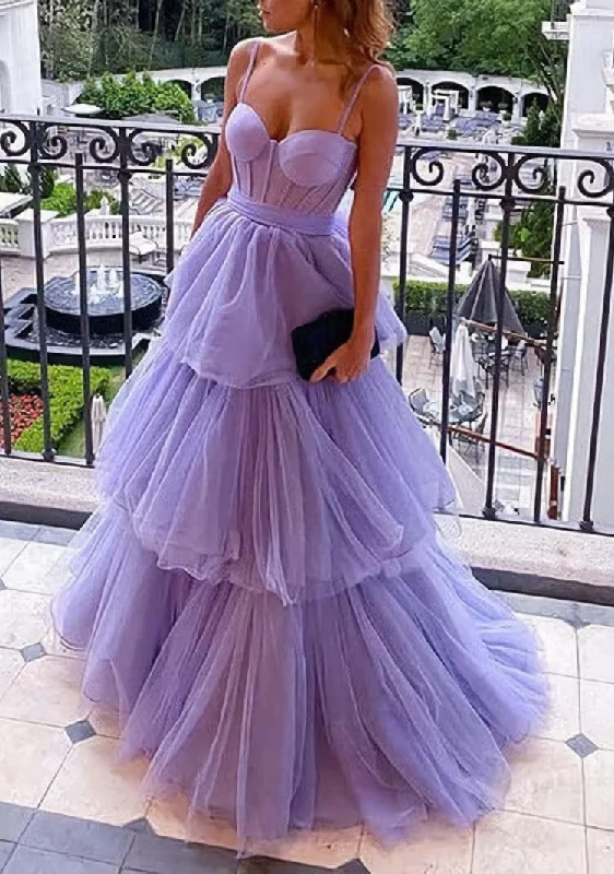 Purple Tulle A-line Spaghetti Straps Prom Dresses, Long Formal Dress,dresses for party events Purple Tulle A-line Spaghetti Straps Prom Dresses, Long Formal Dress,dresses for party events