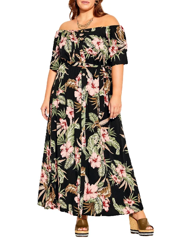 Auroroa Off The Shoulder Safari Dress | Black / Sage Green