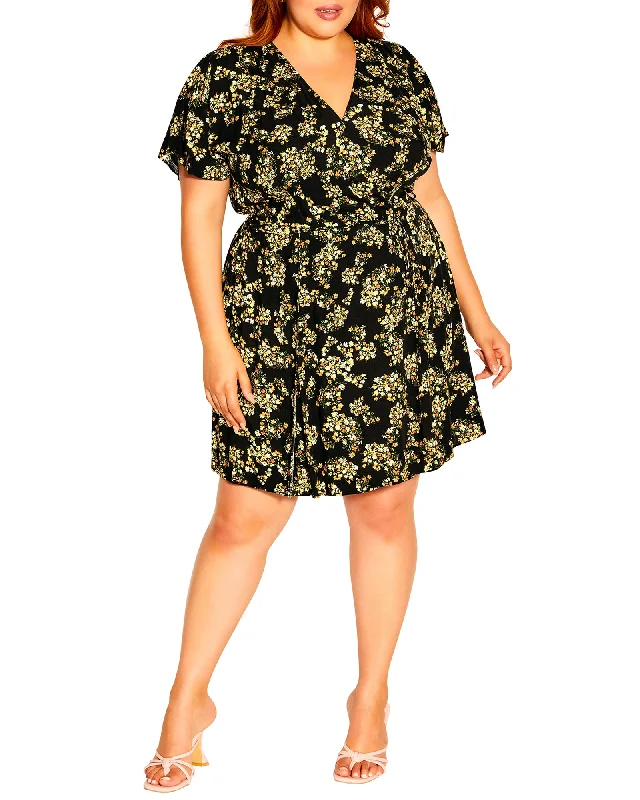 Paige Sorrento Floral Day Dress | Black / Yellow