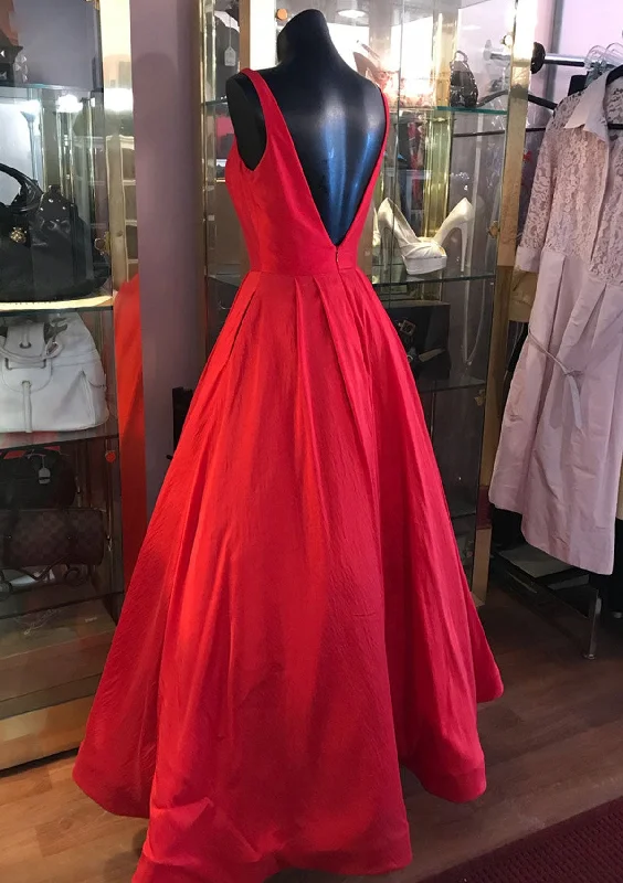 Red Prom Dresses, A-line Square Neckline Regular Straps Long/Floor-Length Satin Prom Dress Red Prom Dresses, A-line Square Neckline Regular Straps Long/Floor-Length Satin Prom Dress