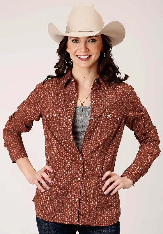 WOMENS LONG SLEEVE SNAP ARROW GEO WESTERN SHIRT Fashionable Short Sleeve Vest