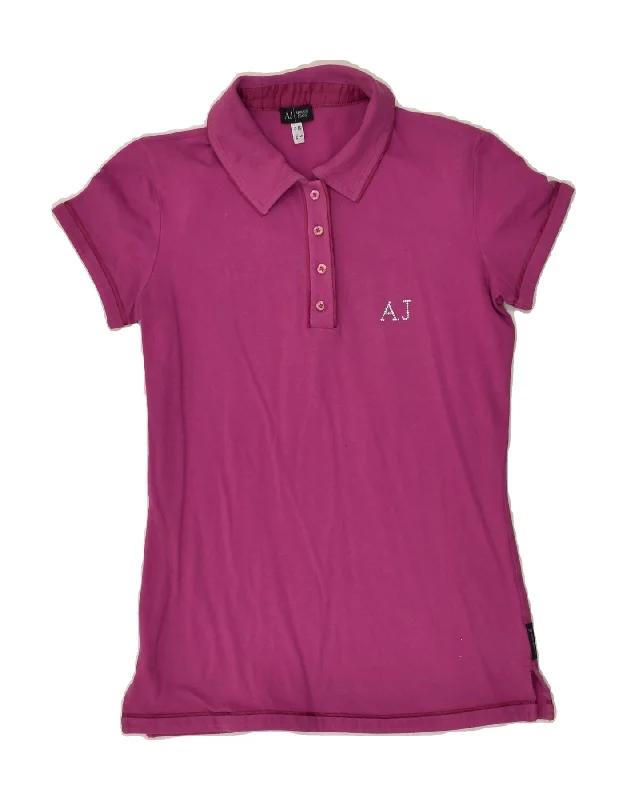 ARMANI JEANS Womens Polo Shirt EU 40 Small Pink Comfortable Knit Short Shirt