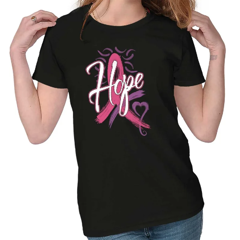 Breast Cancer Awareness Ladies T Shirt Fashionable Rounded Short Shirt