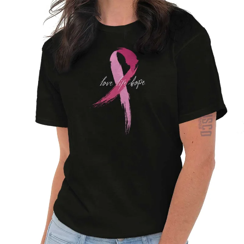 Breast Cancer Awareness T Shirt Cozy Loose Fit Short Sleeve