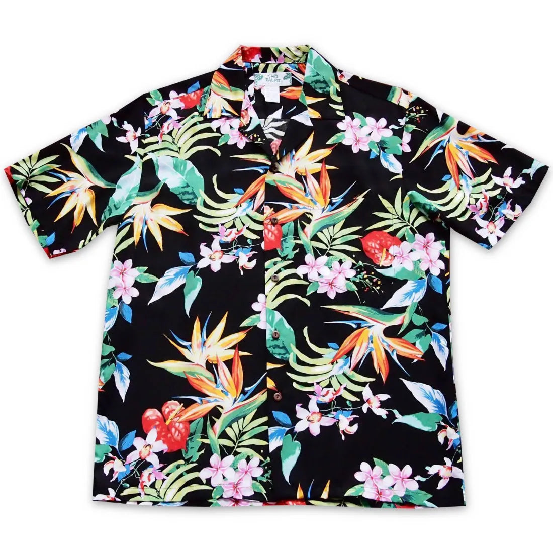 Jungle Black Hawaiian Rayon Shirt Trendy Ruffled Short Sleeve