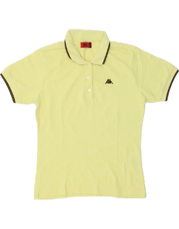 KAPPA Womens Polo Shirt UK 14 Large Yellow Cotton Casual Oversized Short Shirt