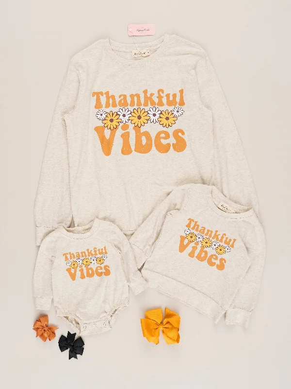 Mom & Me "Thankful Vibes" Shirt Trendy Tie-Front Short Shirt