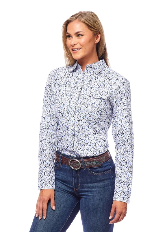 Rodeo Womens Long Sleeve Blue Paisley Snap Western Shirt Trendy Summer Short Sleeve