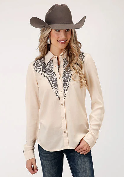 Roper Women Dark Cream Solid Rayon Shirt Cozy Cotton Short Tee