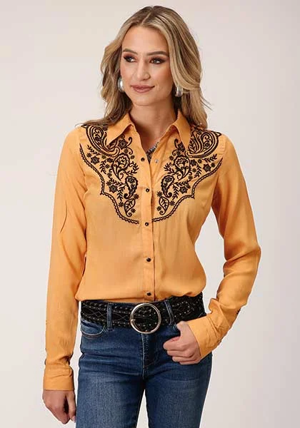 Roper Women's Long Sleeve Shirt - Yellow Trendy Short Sleeve Tunic