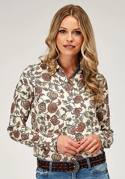 Roper Womens Shirt Printed Vintage Floral Classic Short Sleeve Blouse