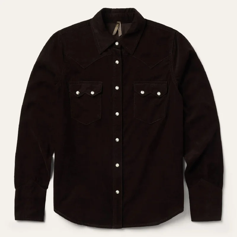Stetson Women Courdry Denim Snap Shirt Elegant Draped Short Shirt