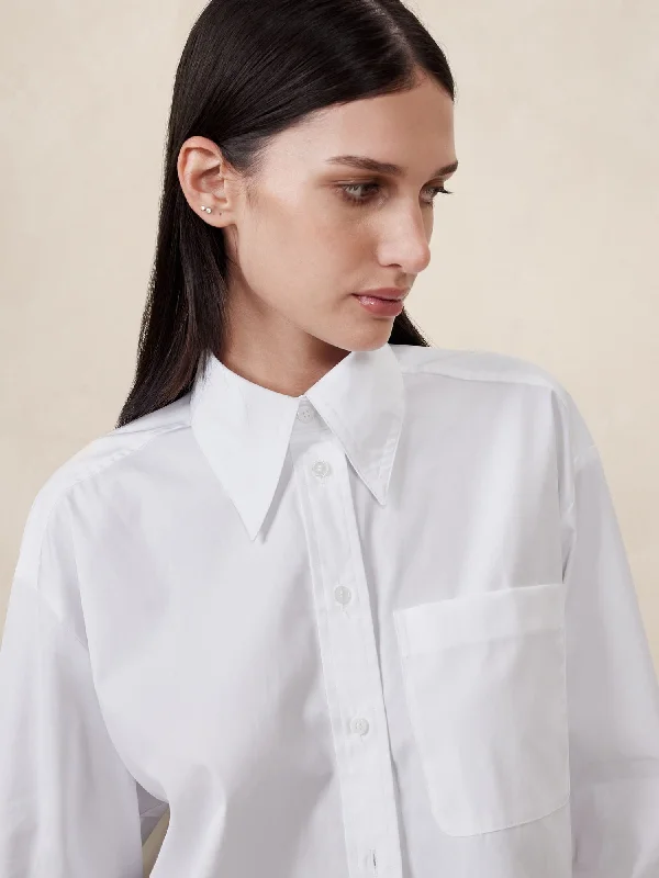 The Boxy Crop Shirt Soft Silk Short Sleeve