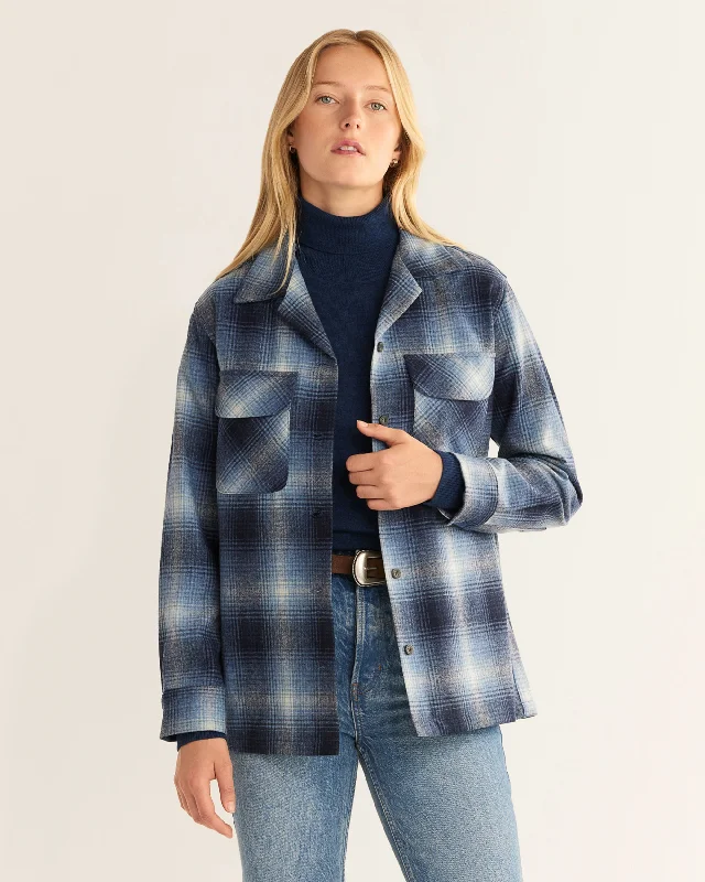 Pendleton Women's Boyfriend Board Shirt - Blue Mix Ombre Classic Denim Short Sleeve