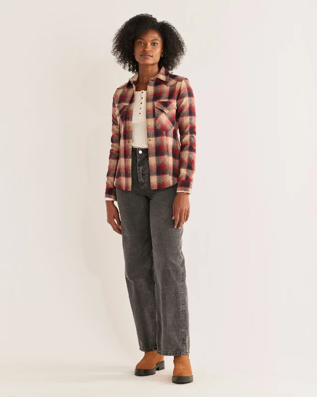 Pendleton Women's Snap Front Canyon Shirt - Red/Navy Ombre Comfortable Loose Short Sleeve Pendleton Women's Snap Front Canyon Shirt - Red/Navy Ombre Comfortable Loose Short Sleeve