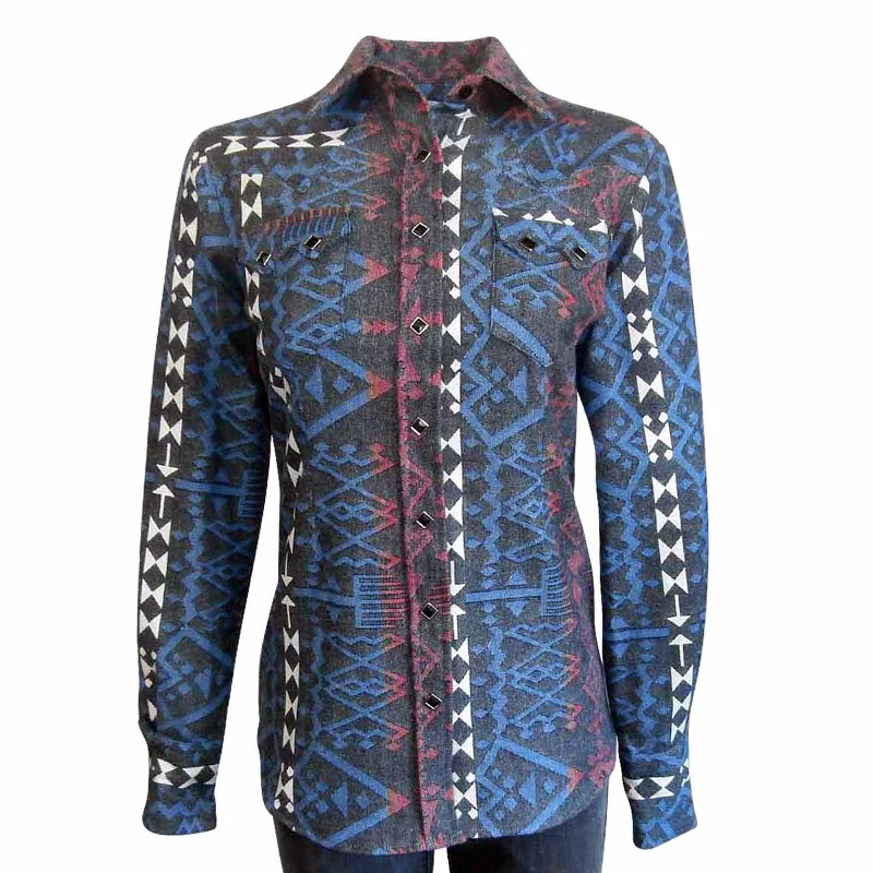 Women's Premium Flannel Jacquard Western Shirt in Black & Red Trendy Summer Short Sleeve Women's Premium Flannel Jacquard Western Shirt in Black & Red Trendy Summer Short Sleeve
