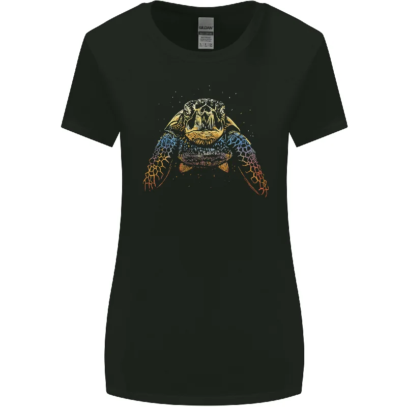 A Colourful Turtle Animals Ecology Ocean Womens Wider Cut T-Shirt Lace Blend Ribbed Blend Corduroy Blend