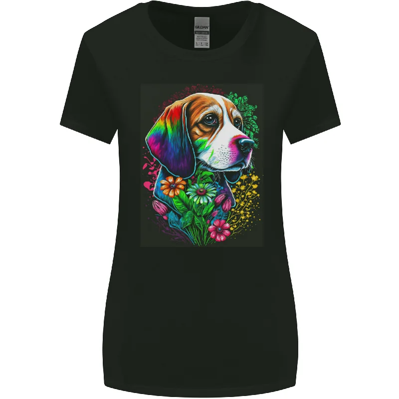 A Cool Basset Hound Dog Womens Wider Cut T-Shirt Front Pockets Side Pockets Patch Pockets