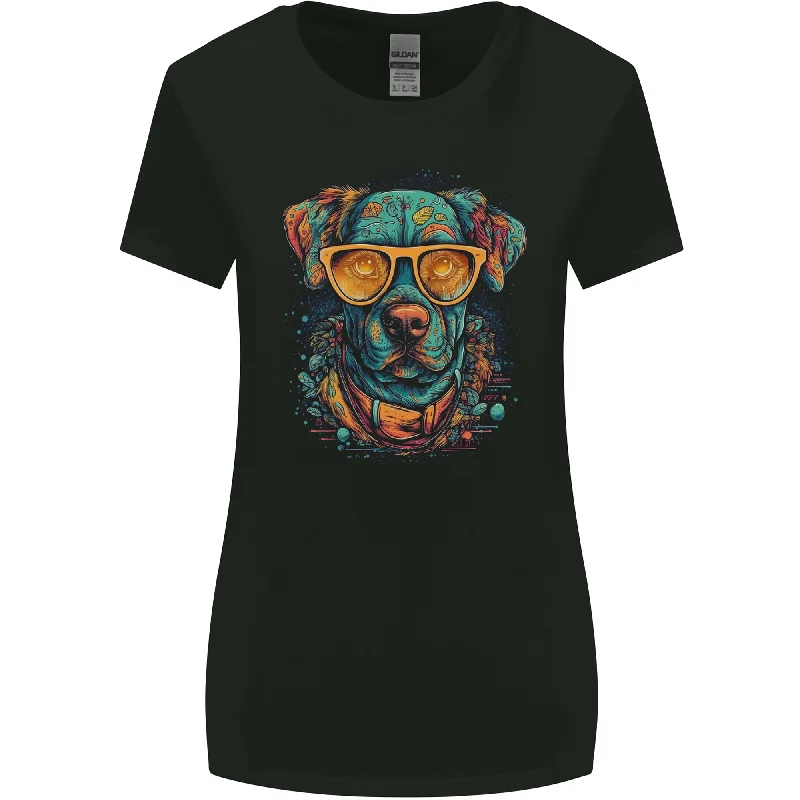 A Cool Dog With Glasses Womens Wider Cut T-Shirt Thin T-Shirt Open Front Quick Dry