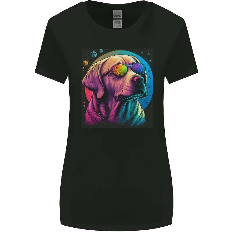 A Cool Golden Retriever With Glasses Dog Womens Wider Cut T-Shirt Notch Collar Peter Pan Collar Cowl Neck
