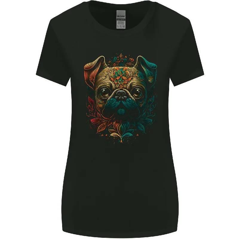 A Cool Pug Dog Womens Wider Cut T-Shirt Layered Multi-layer Single Layer