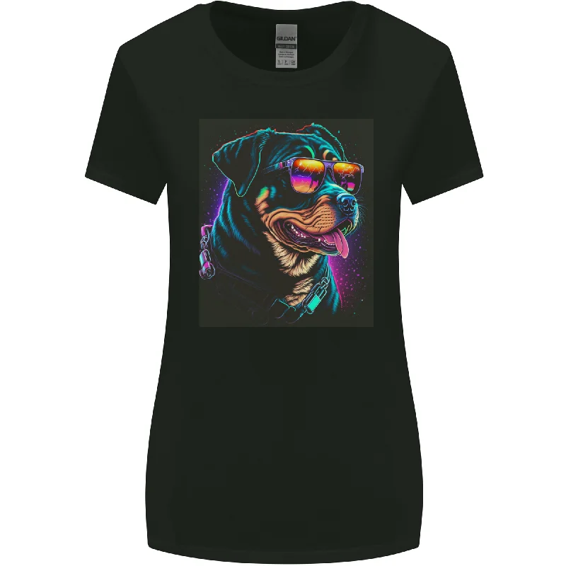 A Cool Rottweiler With Glasses Dog Womens Wider Cut T-Shirt Chenille Blend Fleece Blend Nylon Blend