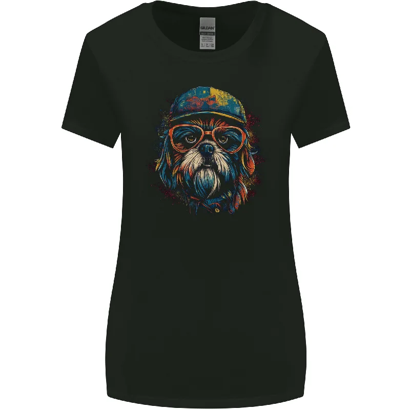 A Cool Shih Tzu Dog Womens Wider Cut T-Shirt Zippered Front Buttoned Front Snap Front
