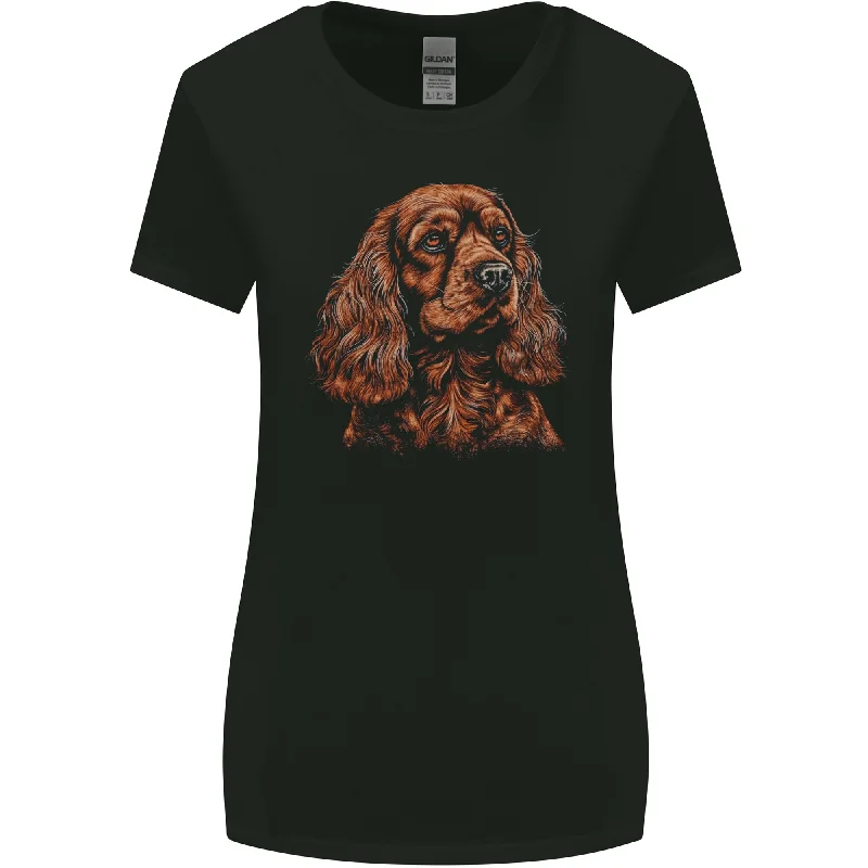 A Cute Cocker Spaniel Dog Womens Wider Cut T-Shirt Zippered Front Buttoned Front Snap Front