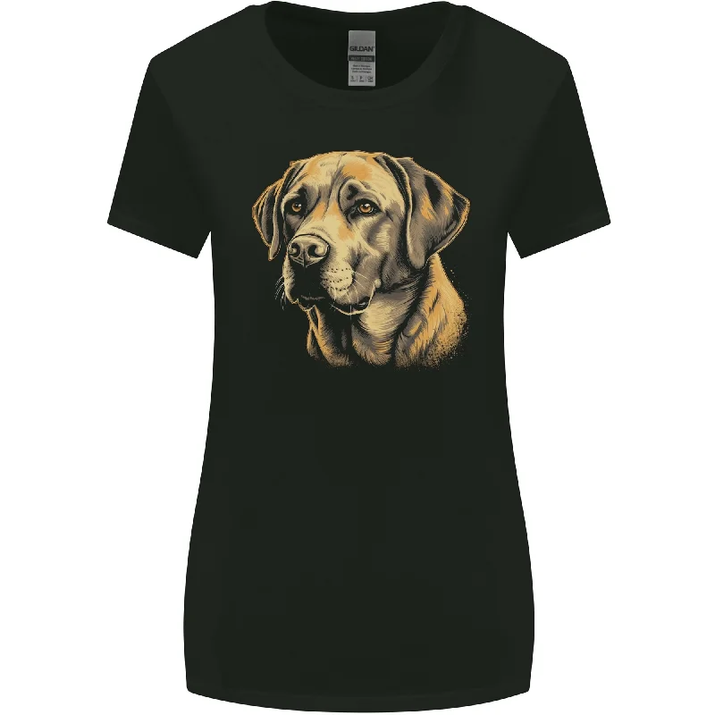 A Cute Labrador Dog Womens Wider Cut T-Shirt Front Pockets Side Pockets Patch Pockets