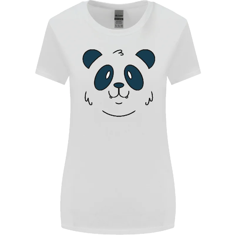 A Cute Panda Bear Face Womens Wider Cut T-Shirt Graphic Embroidered Appliqued