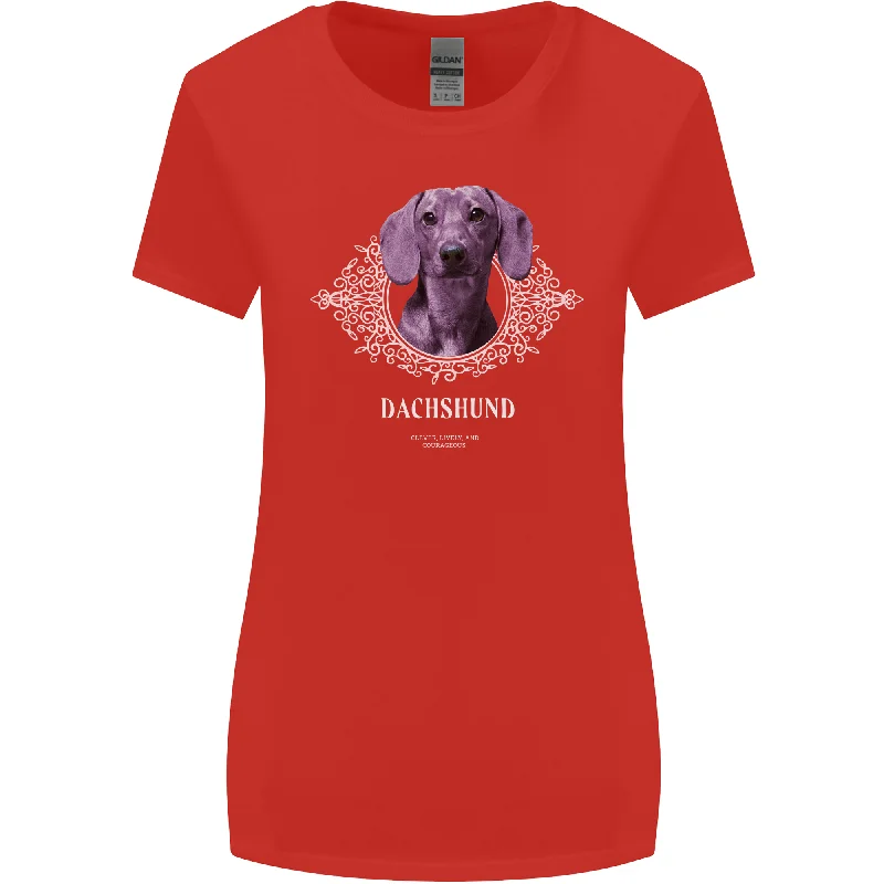 A Dachshund Dog With Decoration Womens Wider Cut T-Shirt Fleece Fabric Down Fabric Feather Fabric