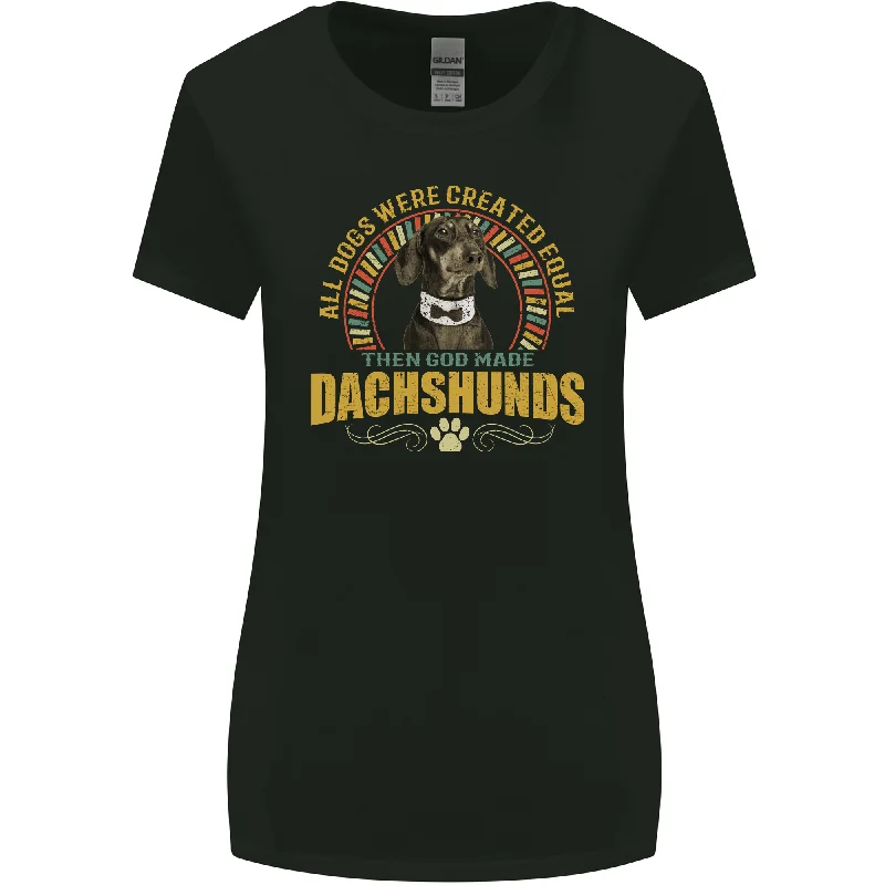 A Dachshund Dog Womens Wider Cut T-Shirt V-Neck T-Shirt Long Sleeve Cotton