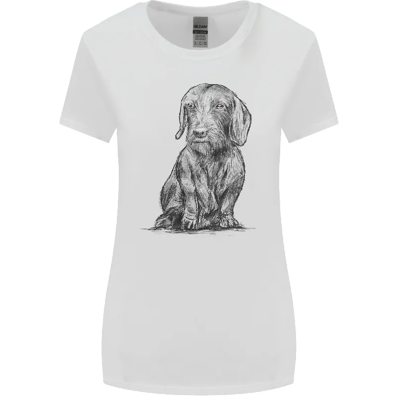 A Dachshund Dog Womens Wider Cut T-Shirt Chenille Brocade Lace