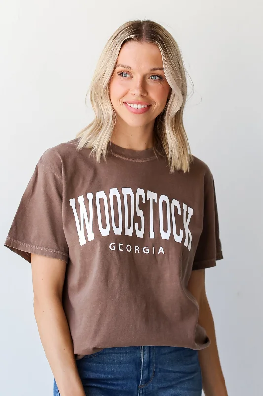 Brown Woodstock Georgia Tee Satin Blend Silk Blend Wool Blend