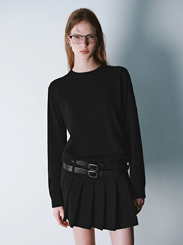 Crew Neck Knitted T-Shirt Anti-Shrink Durable Soft