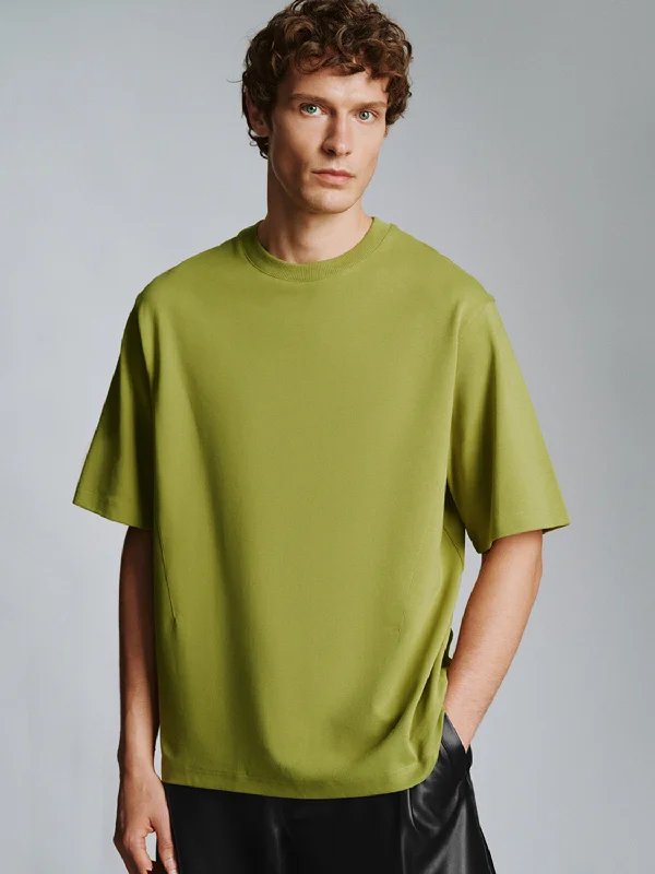 Crew Neck Loose T-Shirt Terry Blend Velvet Blend Canvas Blend