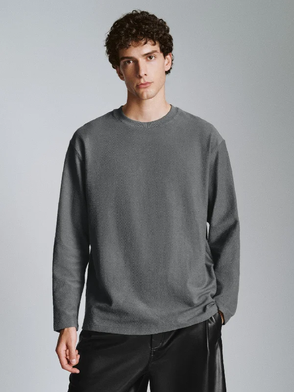 Crew Neck Loose T-Shirt Zippered Front Buttoned Front Snap Front
