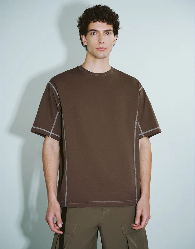 Crew Neck Loose T-Shirt Layered Multi-layer Single Layer