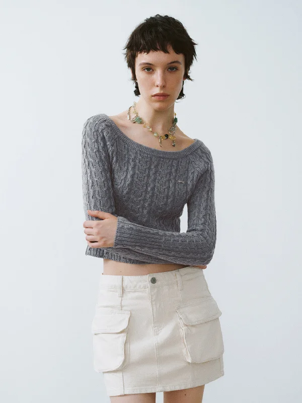 Crew Neck Skinny Knitted T-Shirt Handmade Hand-knitted Hand-woven