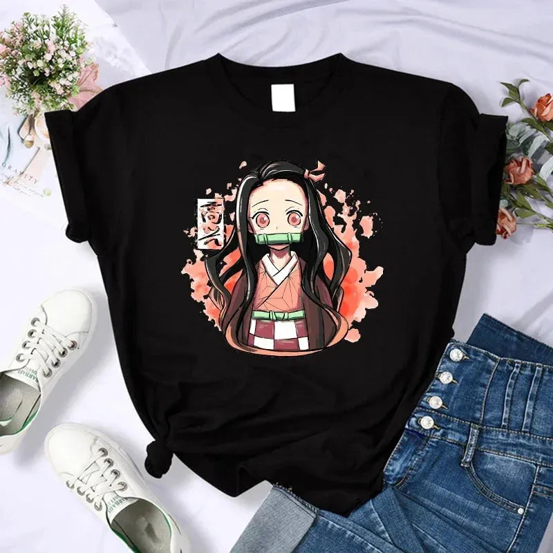 Demon Slayer T Shirt Women Kimetsu No Yaiba Nezuko Tshirt female Tanjirou Kamado Graphic Tee Shirt Japanese Anime Manga T-shirt Fashionable Trendy Casual Demon Slayer T Shirt Women Kimetsu No Yaiba Nezuko Tshirt female Tanjirou Kamado Graphic Tee Shirt Japanese Anime Manga T-shirt Fashionable Trendy Casual