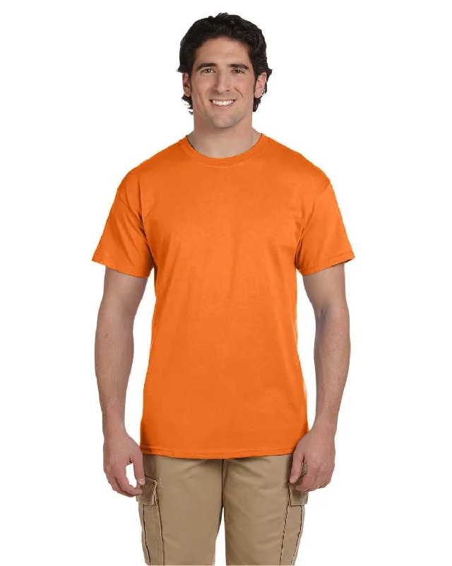 Fruit of the Loom 100% Cotton T-Shirt | Safety Orange Collared Crew Neck Turtle Neck