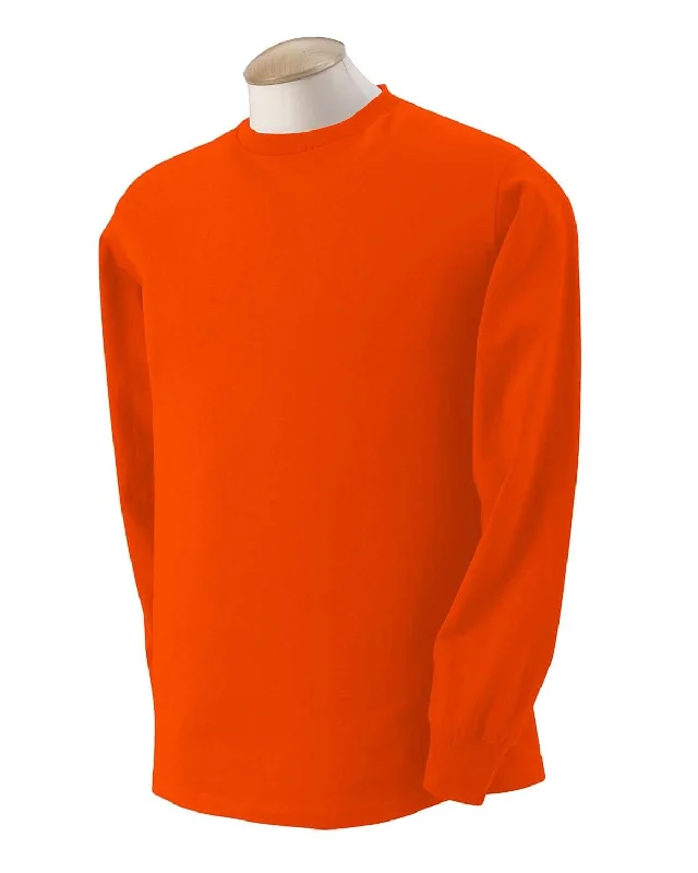 Fruit of the Loom Lightweight Long Sleeve T-Shirt | Burnt Orange Nylon Fabric Polyester Fabric Spandex Fabric