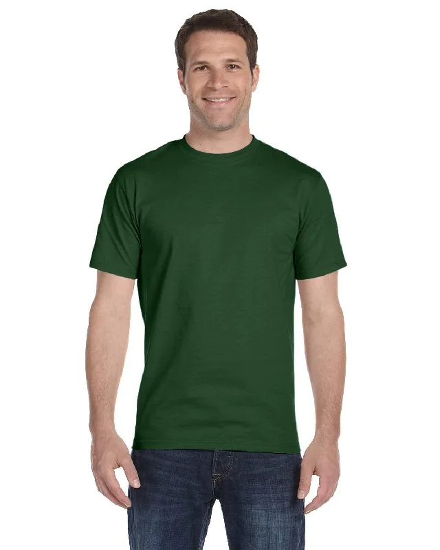 Gildan DryBlend 50/50 T-Shirt | Sport Dark Green Striped Floral Plaid