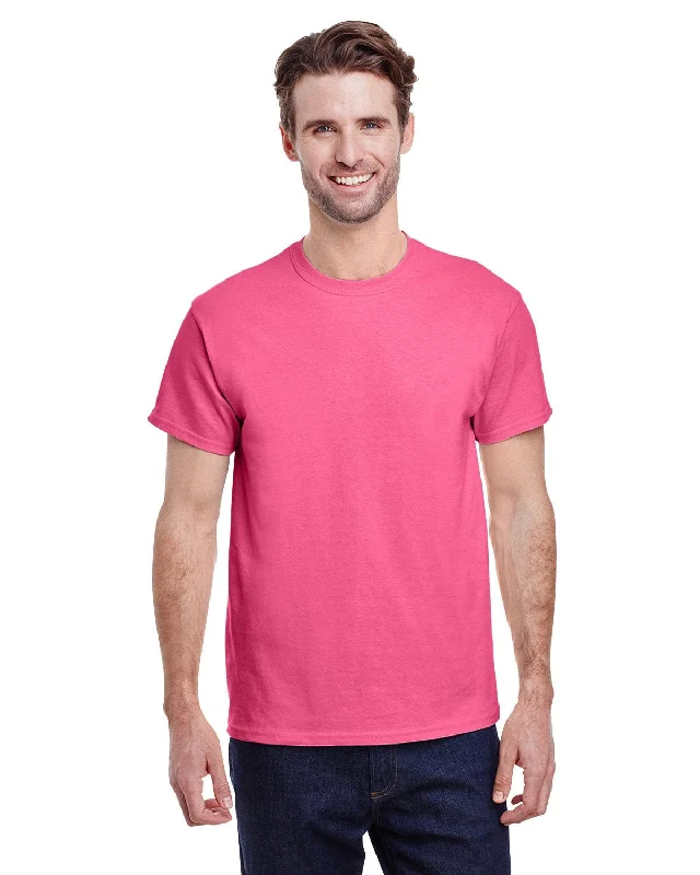 Gildan Heavy Cotton T-Shirt | Safety Pink Cotton Fabric Linen Fabric Terry Fabric