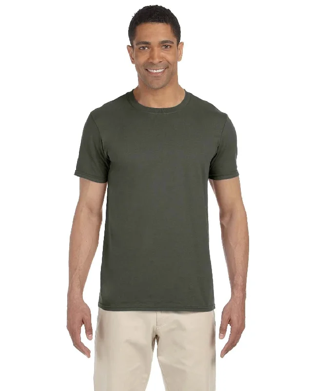 Gildan SoftStyle T-Shirt | Military Green Notch Collar Peter Pan Collar Cowl Neck