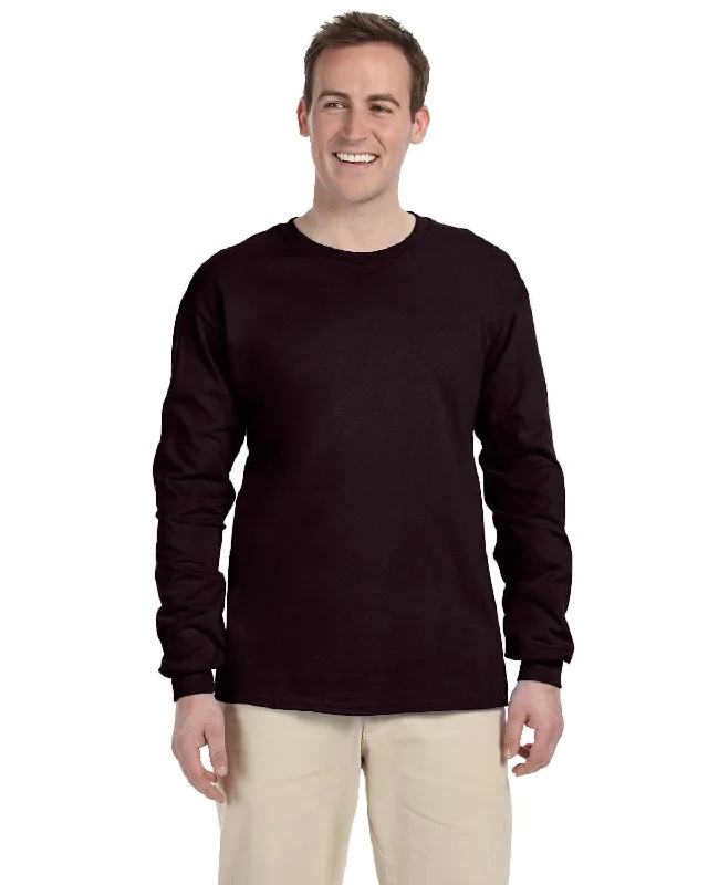 Gildan Ultra Cotton Heavyweight Long Sleeve T-Shirt | Dark Chocolate Print Jacquard Patchwork