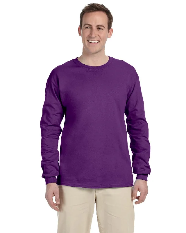 Gildan Ultra Cotton Heavyweight Long Sleeve T-Shirt | Purple Spandex Blend Rayon Blend Denim Blend