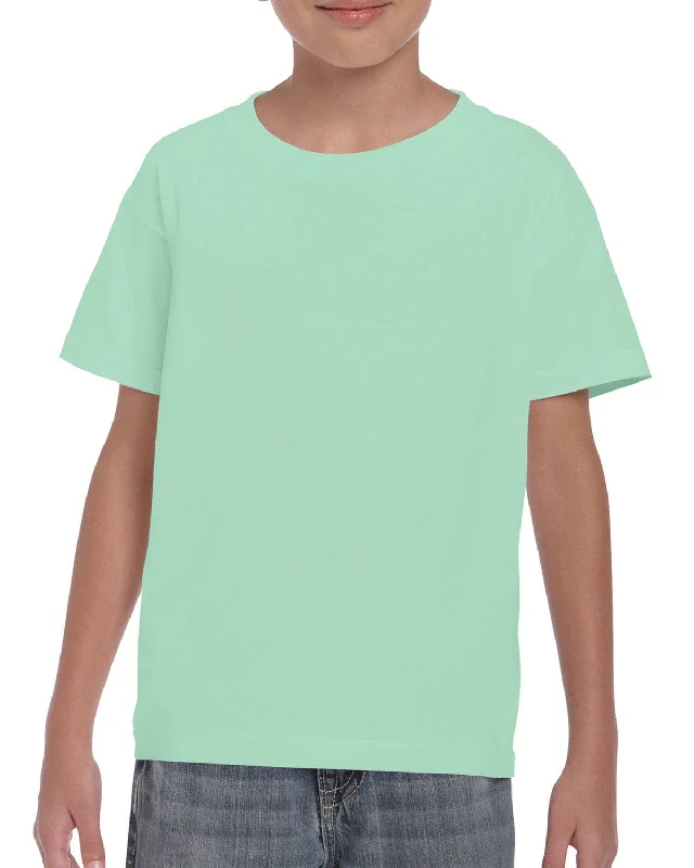 Gildan Youth Lightweight 100% Cotton T-Shirt | Mint Green Seamless Knitted Crochet