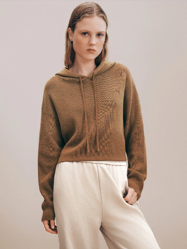 Gradient Hooded Knitted T-Shirt Collared Crew Neck Turtle Neck