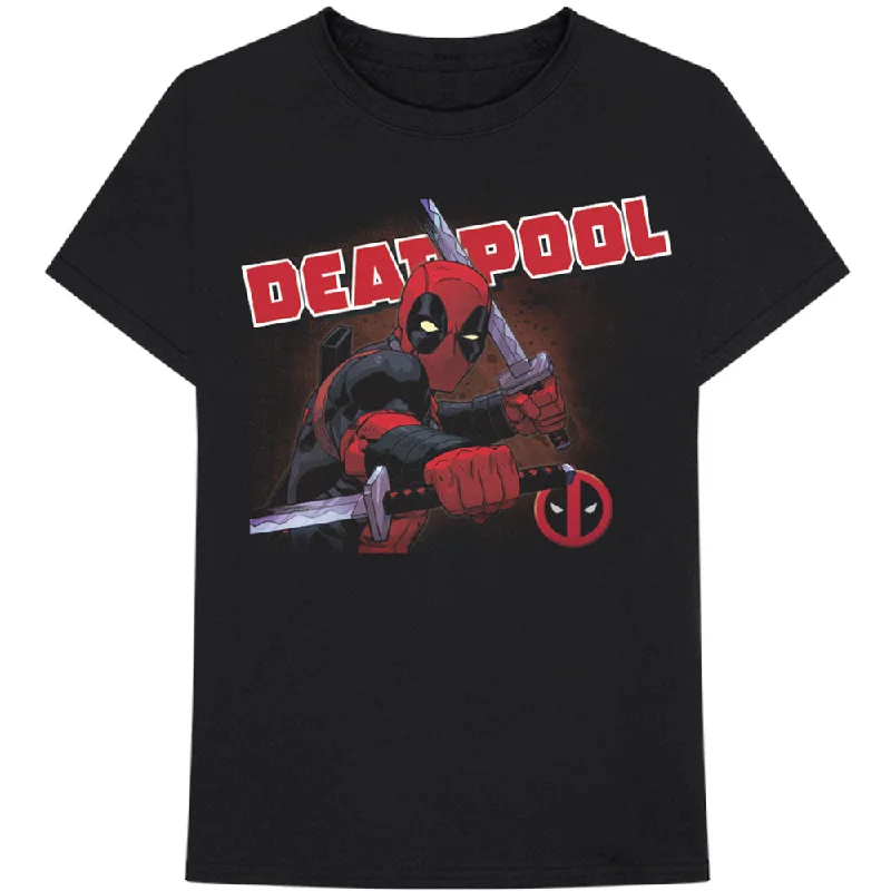 Marvel Comics | Official Band T-Shirt | Deadpool Cover Collared Crew Neck Turtle Neck